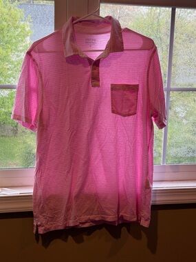 Vineyard Vines Men's Pink Short-Sleeve Polo with Chest Pocket